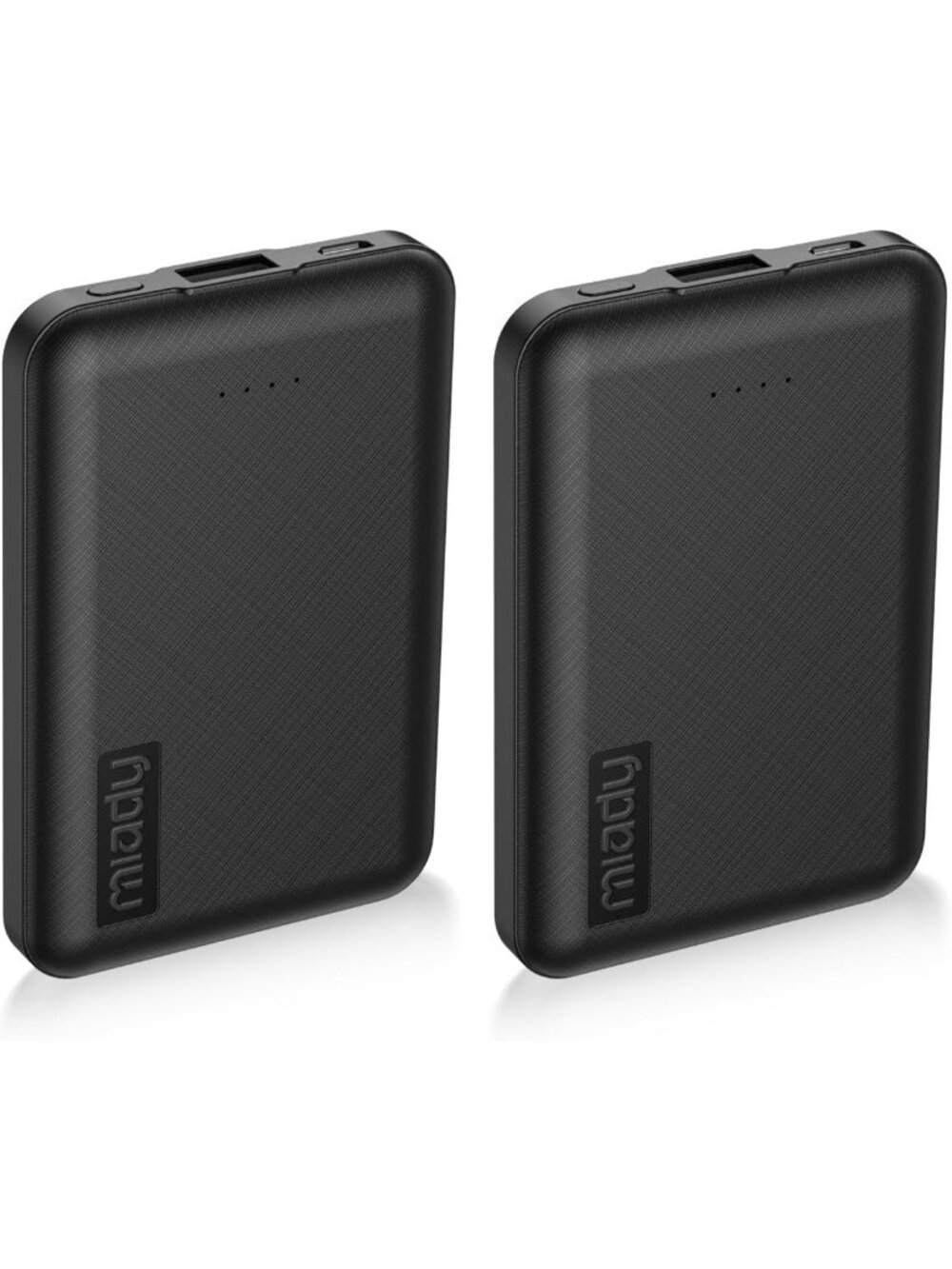 2-Pack Deep Black Dual USB Lightweight 5000mAh Portable Charger Power Bank